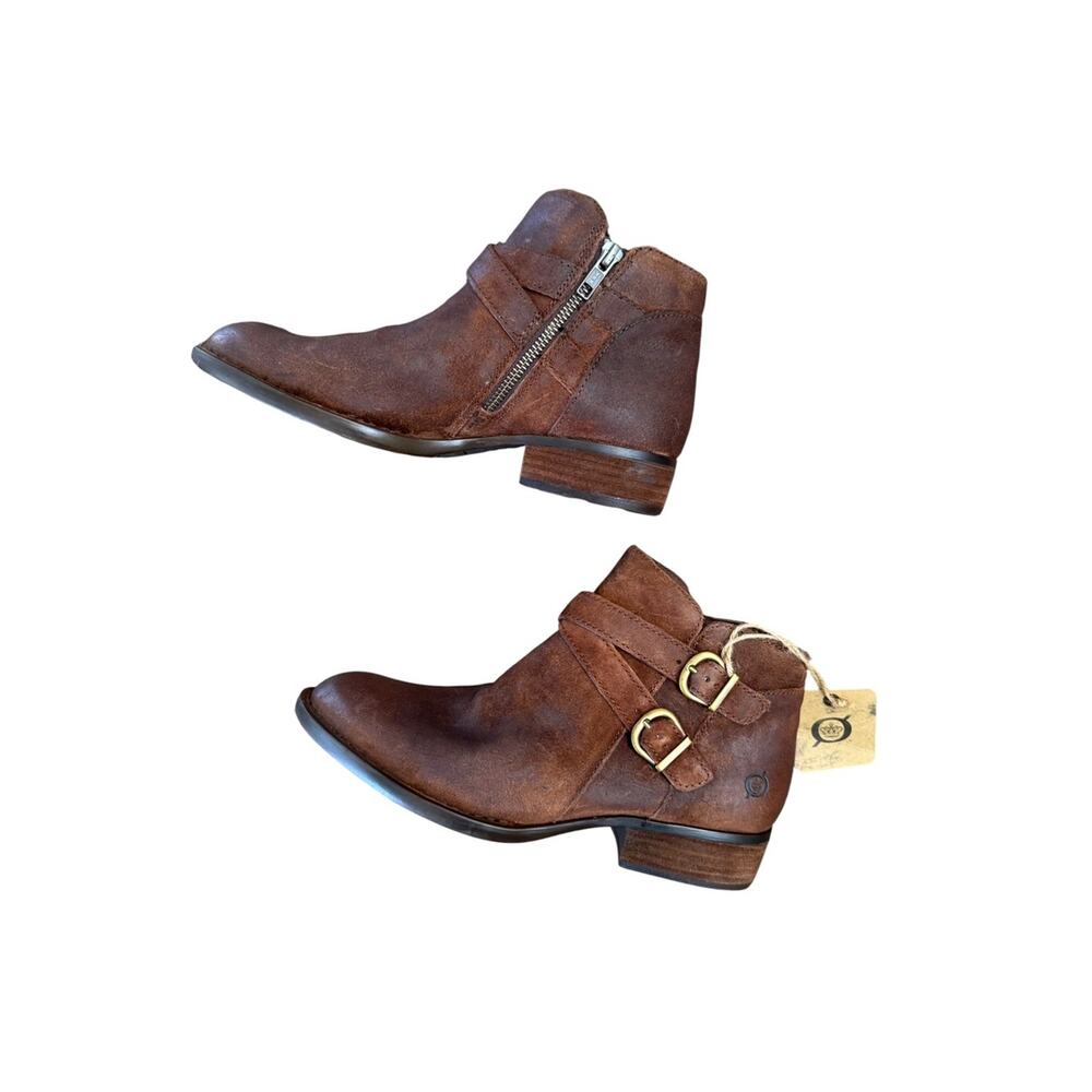 Born Ozark Leather Distressed Brown Booties – Sz 8M - Picture 7 of 8